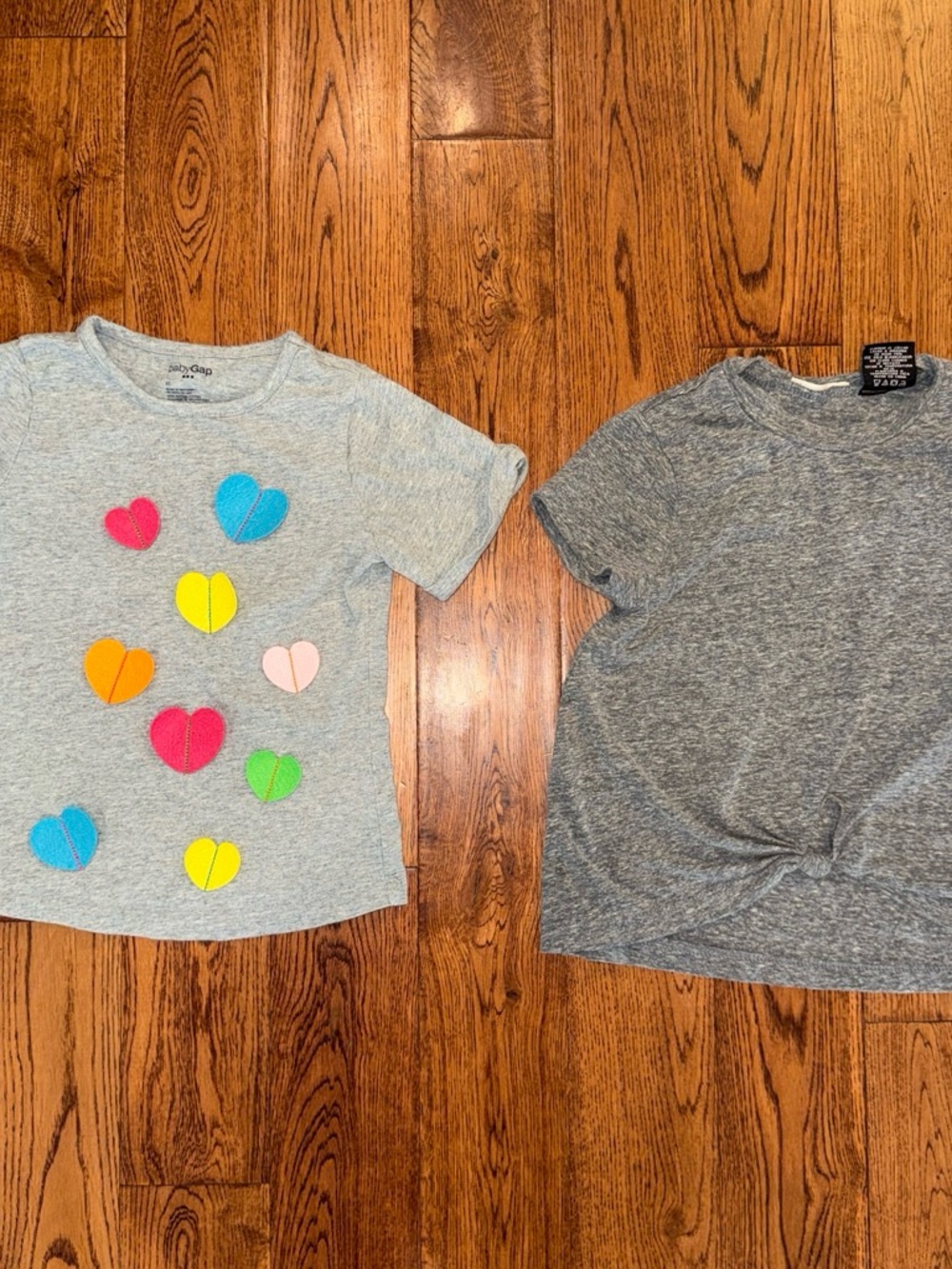 GAP Gray Tee with Multicolor Heart Patches